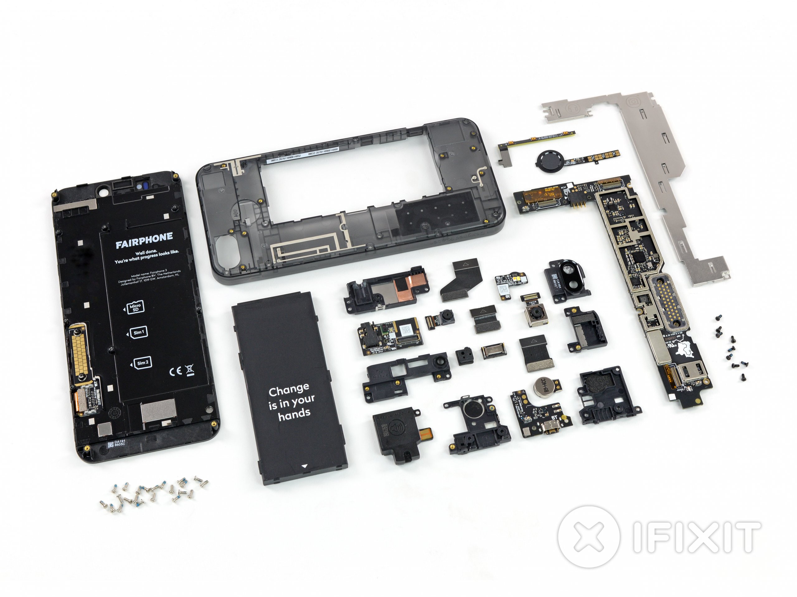 Fairphone 3 teardown layout